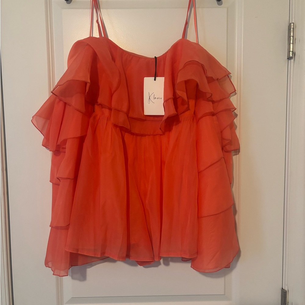 Women's Vibrant Peach Layered Shorts Romper